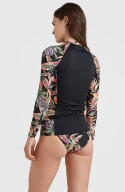 Shirt Anglet Met Lange Mouwen En Beschermingsfactor UPF 50+ | Black Tropical Flower