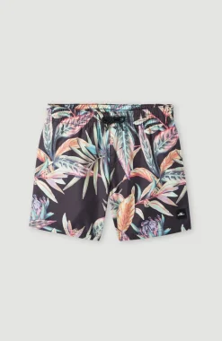 Zwemshort Cali Print 13'' | Black Tropical Flower